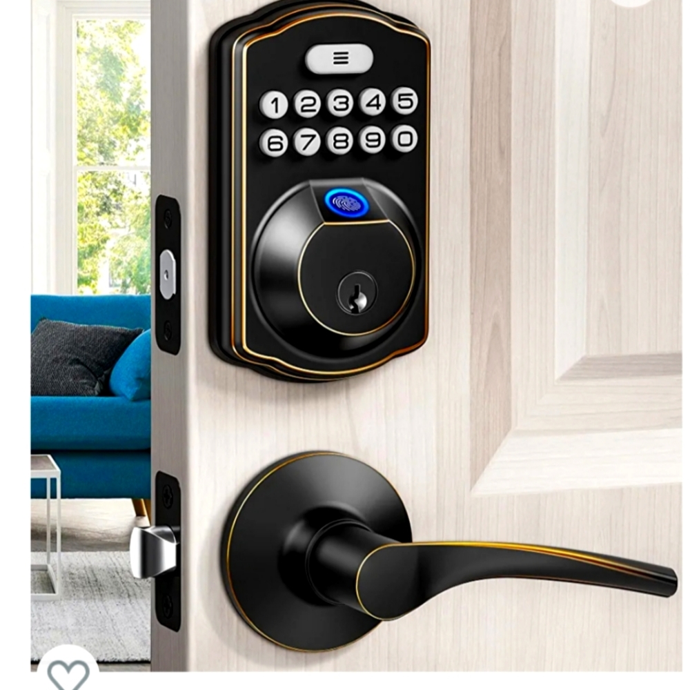 Fingerprint Door Lock with 2 Lever Handles, Veise Keyless Entry Door Lock,